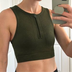 Aerie seamless sports bra with zip size small
